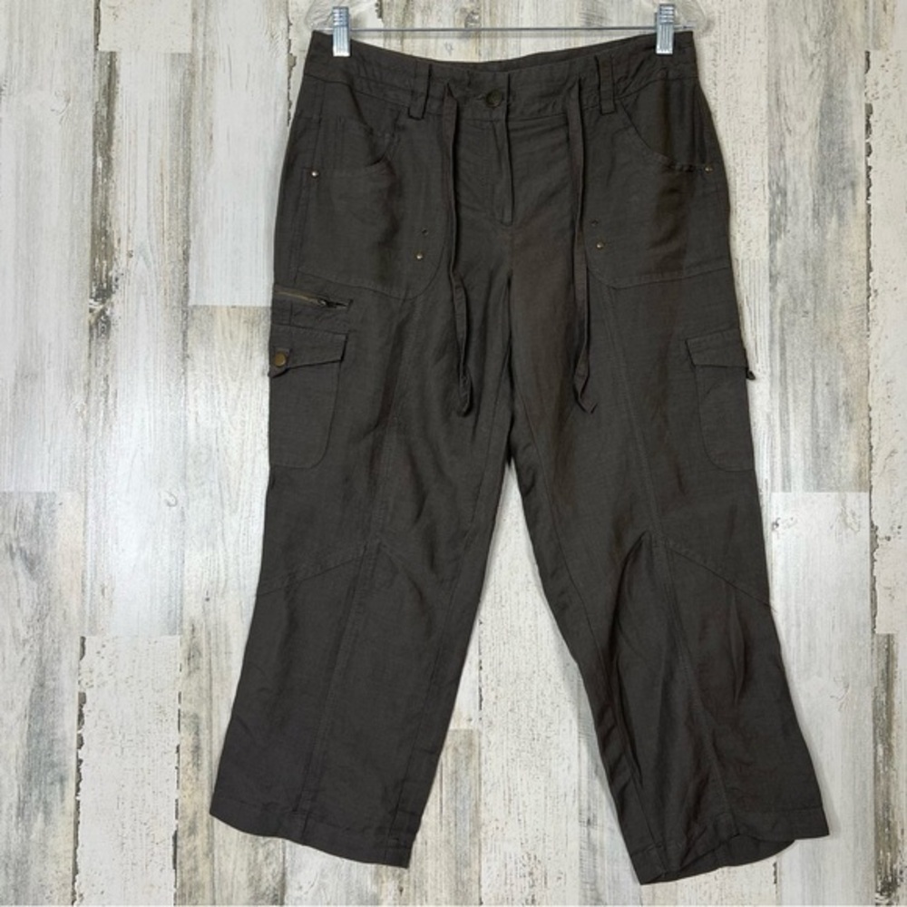 Sandro Pants Cargo Utility Olive Green Ankle Length Cotton 8